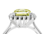 White gold Fancy Yellow Asscher  Cut Diamond Halo Ring with Solitaire Band and Prong Setting_55
