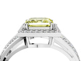 White gold Fancy Yellow Asscher Cut Diamond Halo Ring with Split Shank Pavé Band and Four-Prong Setting_16