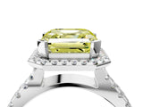 White gold Fancy Yellow Asscher Cut Diamond Halo Ring with Split Shank Pavé Band and Prong Setting_38