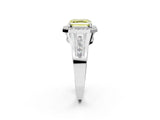 White gold Fancy Yellow Asscher Cut Diamond Halo Ring with Split Shank and Bezel Accents and Prong Setting_2