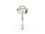 White gold Fancy Yellow Asscher Cut Diamond Halo Ring with Split Shank and Four-Prong Setting_19
