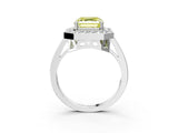 White gold Fancy Yellow Asscher Cut Diamond Halo Ring with Split Shank and Four-Prong Setting_20