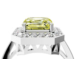 White gold Fancy Yellow Asscher Cut Diamond Halo Ring with Split Shank and Four-Prong Setting_21