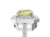 White gold Fancy Yellow Asscher Cut Diamond Halo Ring with Split Shank and Four-Prong Setting_22