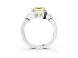 White gold Fancy Yellow Asscher Cut Diamond Halo Ring with Tapered Band and Four-Prong Setting_34