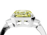 White gold Fancy Yellow Asscher Cut Diamond Halo Ring with Tapered Band and Four-Prong Setting_35