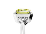 White gold Fancy Yellow Asscher Cut Diamond Halo Ring with Tapered Band and Four-Prong Setting_36