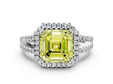 White gold Fancy Yellow Asscher Cut Diamond Halo Split Shank Engagement Ring_51
