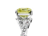 White gold Fancy Yellow Asscher Cut Diamond  Halo Twist Band Solitaire Prong Setting Ring_53