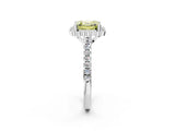 White gold Fancy Yellow Asscher  Cut Diamond Milgrain Floral Halo Engagement Ring with Pavé Band_17