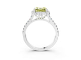 White gold Fancy Yellow Asscher  Cut Diamond Milgrain Floral Halo Engagement Ring with Pavé Band_18