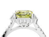 White gold Fancy Yellow Asscher  Cut Diamond Milgrain Floral Halo Engagement Ring with Pavé Band_19