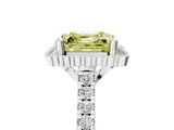 White gold Fancy Yellow Asscher  Cut Diamond Milgrain Floral Halo Engagement Ring with Pavé Band_20