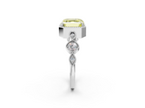 White gold Fancy Yellow Asscher  Cut Diamond Milgrain Marquise Band with Prong Setting_5
