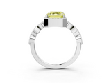 White gold Fancy Yellow Asscher  Cut Diamond Milgrain Marquise Band with Prong Setting_6