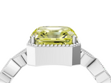 White gold Fancy Yellow Asscher  Cut Diamond Milgrain Marquise Band with Prong Setting_7