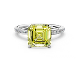 White gold Fancy Yellow Asscher  Cut Diamond Pavé Band Ring with Four-Prong Setting_17