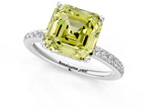 White gold Fancy Yellow Asscher  Cut Diamond Pavé Band Ring with Four-Prong Setting_18