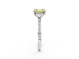 White gold Fancy Yellow Asscher  Cut Diamond Pavé Band Ring with Four-Prong Setting_19