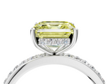 White gold Fancy Yellow Asscher  Cut Diamond Pavé Band Ring with Four-Prong Setting_20