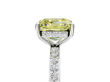 White gold Fancy Yellow Asscher  Cut Diamond Pavé Band Ring with Four-Prong Setting_22