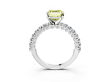 White gold Fancy Yellow Asscher Cut Diamond Pavé Band Solitaire Ring with Prong Setting_20