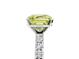 White gold Fancy Yellow Asscher Cut Diamond Pavé Band Solitaire Ring with Prong Setting_22