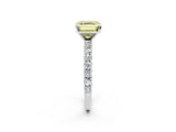 White gold Fancy Yellow Asscher Cut Diamond Pavé Band Solitaire Ring with Prong Setting_24