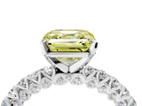 White gold Fancy Yellow Asscher Cut Diamond Pavé Band Solitaire Ring with Prong Setting_26