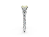 White gold Fancy Yellow Asscher  Cut Diamond Pavé Band Solitaire with Four-Prong Setting_17