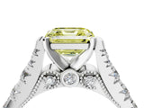White gold Fancy Yellow Asscher  Cut Diamond Pavé Band Solitaire with Four-Prong Setting_19