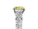 White gold Fancy Yellow Asscher  Cut Diamond Pavé Band Solitaire with Four-Prong Setting_20
