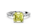 White gold Fancy Yellow Asscher  Cut Diamond Pavé Band Solitaire with Four-Prong Setting_3