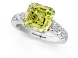 White gold Fancy Yellow Asscher  Cut Diamond Pavé Band Solitaire with Four-Prong Setting_4