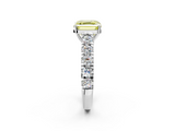 White gold Fancy Yellow Asscher  Cut Diamond Pavé Band Solitaire with Four-Prong Setting_5