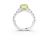 White gold Fancy Yellow Asscher  Cut Diamond Pavé Band Solitaire with Four-Prong Setting_6
