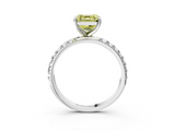 White gold Fancy Yellow Asscher  Cut Diamond Pavé Band Solitaire with Four-Prong Setting_6