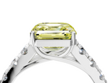 White gold Fancy Yellow Asscher  Cut Diamond Pavé Band Solitaire with Four-Prong Setting_7