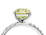 White gold Fancy Yellow Asscher  Cut Diamond Pavé Band Solitaire with Four-Prong Setting_7