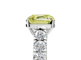 White gold Fancy Yellow Asscher  Cut Diamond Pavé Band Solitaire with Four-Prong Setting_8