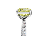 White gold Fancy Yellow Asscher  Cut Diamond Pavé Band Solitaire with Four-Prong Setting_8