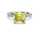 White gold Fancy Yellow Asscher  Cut Diamond Pavé Band with Four-Prong Setting_12