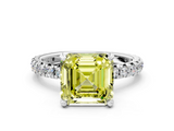 White gold Fancy Yellow Asscher  Cut Diamond Pavé Band with Four-Prong Setting_16