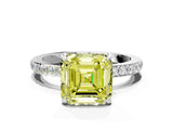 White gold Fancy Yellow Asscher Cut Diamond Pavé Engagement Ring with Round  Accents and Prong Setting_70