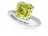 White gold Fancy Yellow Asscher Cut Diamond Pavé Engagement Ring with Round  Accents and Prong Setting_71