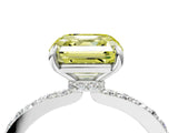 White gold Fancy Yellow Asscher Cut Diamond Pavé Engagement Ring with Round  Accents and Prong Setting_74