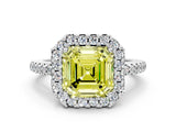 White gold Fancy Yellow Asscher Cut Diamond Pavé Halo Ring with Four-Prong Setting_58