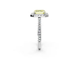 White gold Fancy Yellow Asscher Cut Diamond Pavé Halo Ring with Four-Prong Setting_59