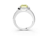 White gold Fancy Yellow Asscher Cut Diamond Pavé Halo Ring with Four-Prong Setting_60