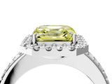 White gold Fancy Yellow Asscher Cut Diamond Pavé Halo Ring with Four-Prong Setting_62